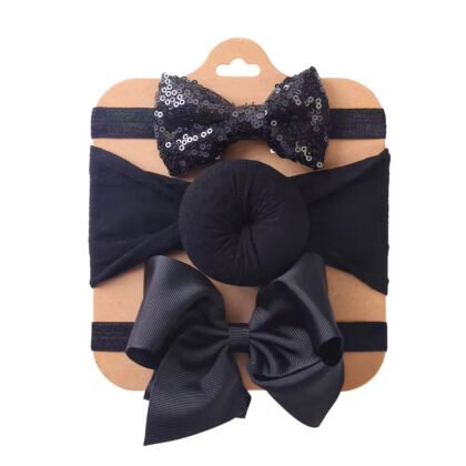 Shiny Bowknot Hairband Set — 3 Pieces