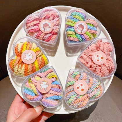 Heart-Box Mini Hair Ties — 30 Pcs