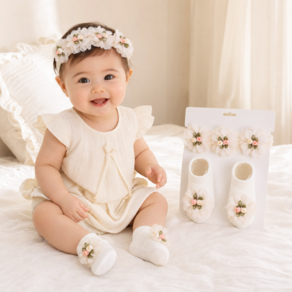 3D Florals Headband & Socks Set
