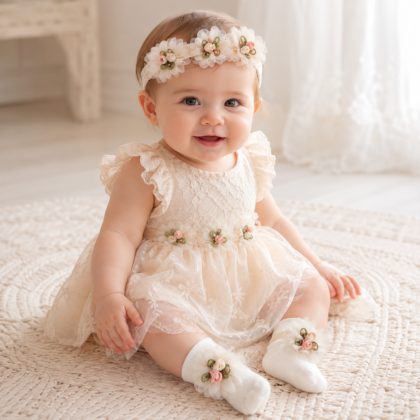 Floral Lace Headband & Socks Set