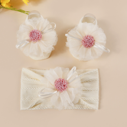 Gold Ribbon Headband & Socks Set