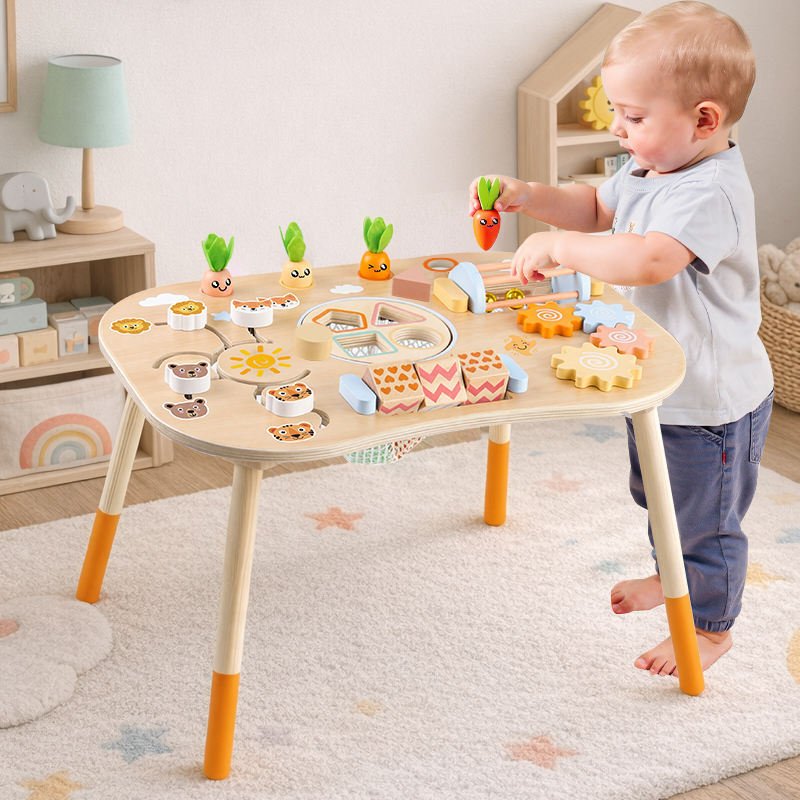 Wooden Montessori Busy Activity Table — Shape Sorter