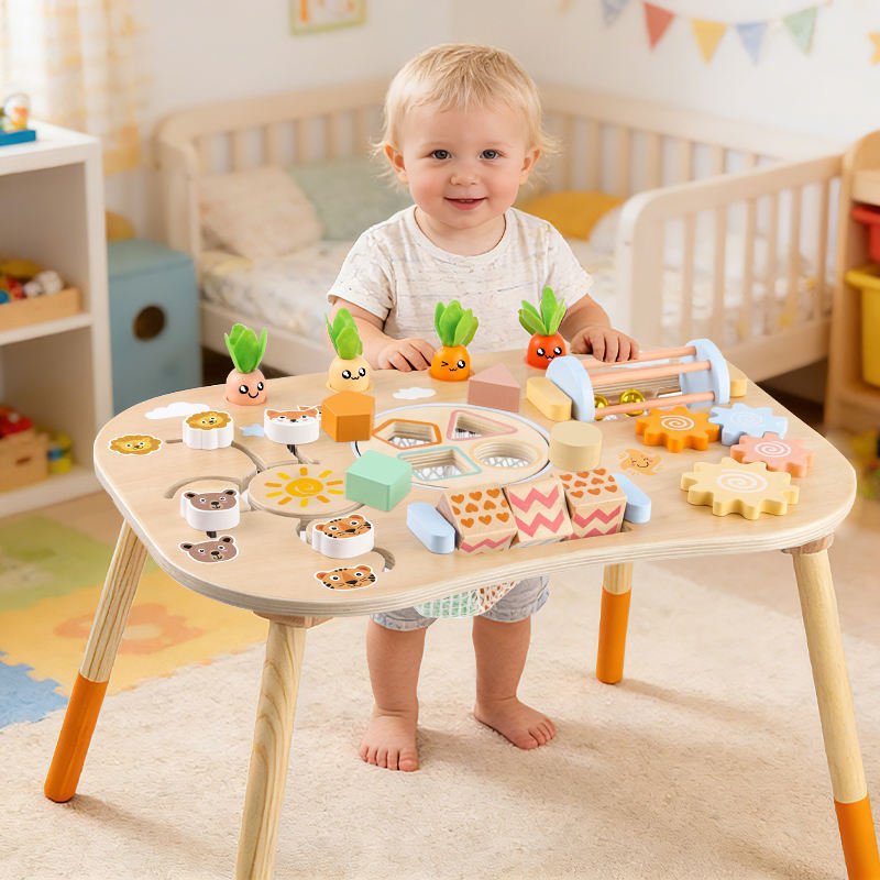 Wooden Montessori Busy Activity Table — Shape Sorter - Image 2