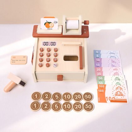 Wooden Cash Register Play Set — Pretend Supermarket